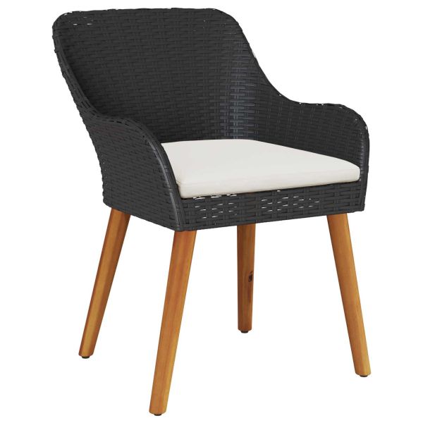 Комплект за хранене в градината 9 pcs Черно полиратан