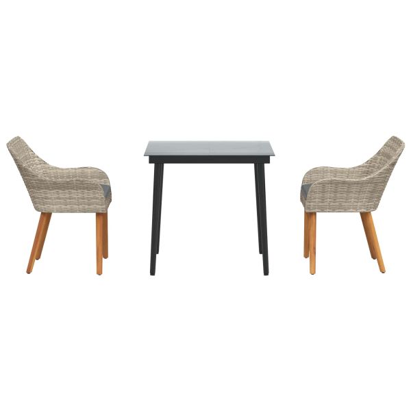 Комплект за хранене в градината 3 pcs Светлосиво полиратан