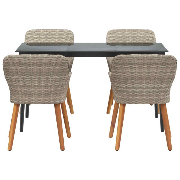 Комплект за хранене в градината 5 pcs Светлосиво полиратан