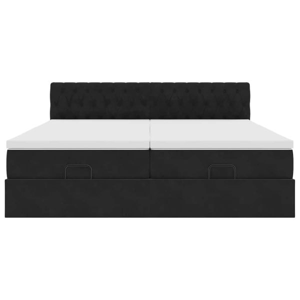 Османска легло с матраци, черно, 180x200 см, кадифе