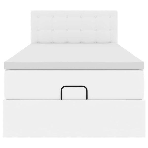 Османска легло с матрак&LED чисто бяло 90x190см изкуствена кожа