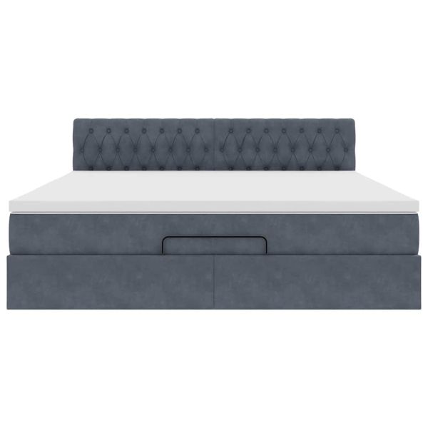 Османска легло с матрак и LED, тъмносиво, 180x200 см, кадифе