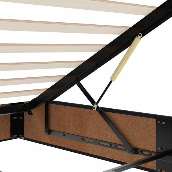 Османска легло с матрак и LED, черно, 180x200 см, кадифе