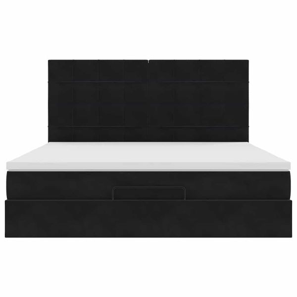 Османска легло с матраци, черно, 180x200 см, кадифе