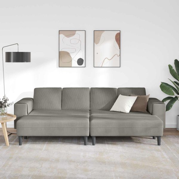 Диван Светлосиво 250 x 188 x 76 см Кордюрова тъкан