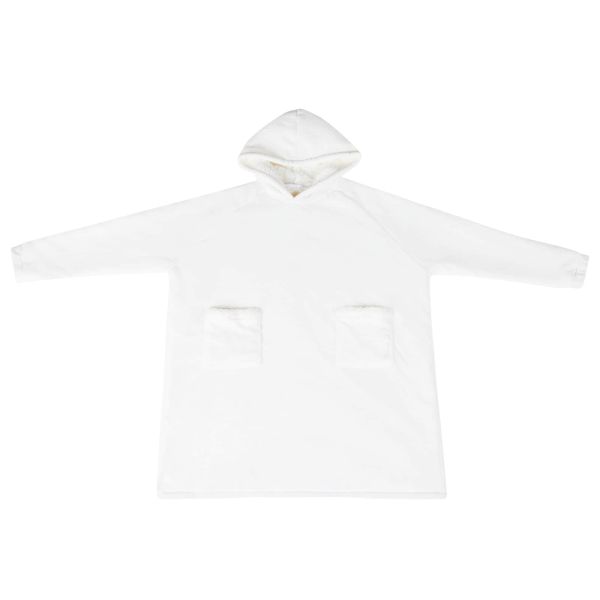 Одеяло с качулка Бяло M Флийс и фланел