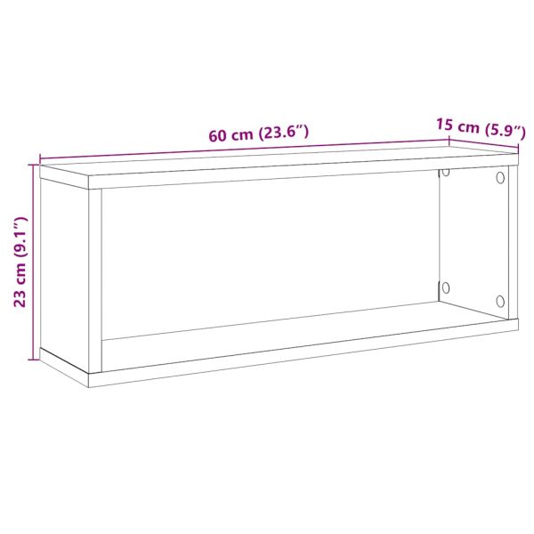 Стенни кубични рафтове, 6 бр, бели, 60x15x23см, инженерно дърво