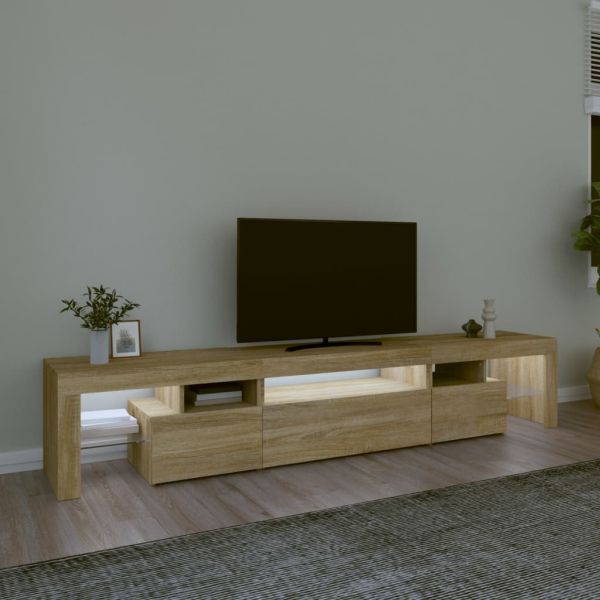 ТВ шкаф с LED осветление, дъб сонома, 215x36,5x40 см