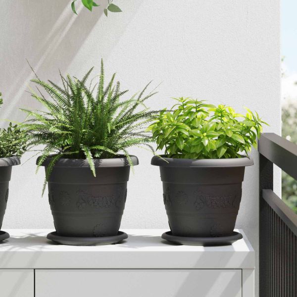 Саксии за растения 24 pcs Черно Ø 22 x 18 см Пластмаса