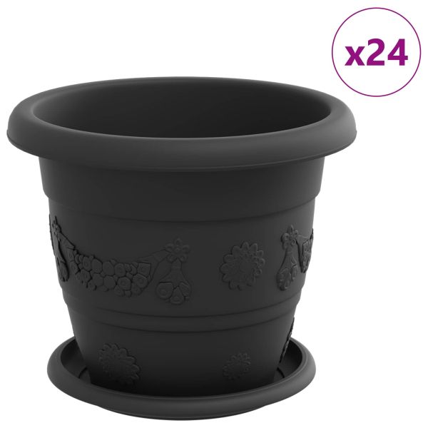 Саксии за растения 24 pcs Черно Ø 22 x 18 см Пластмаса