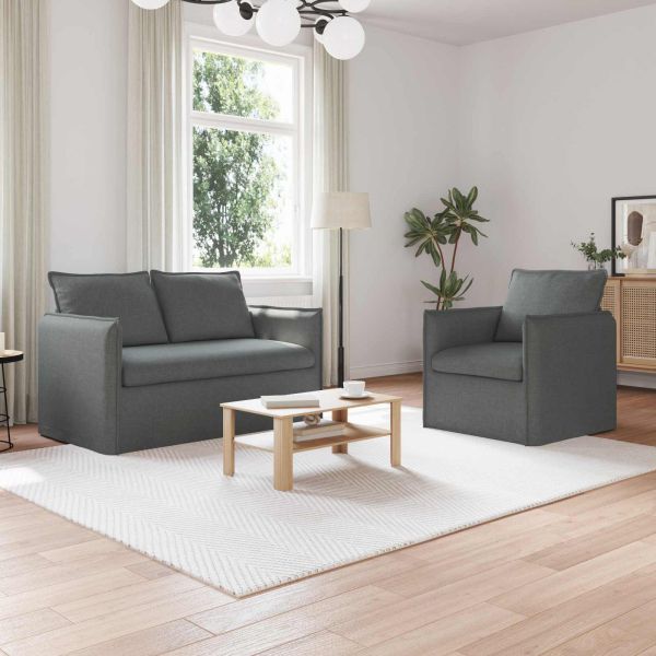 Комплект дивани 2 pcs Тъмносиво 136 x 82 x 85 см Текстил