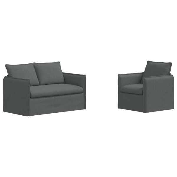 Комплект дивани 2 pcs Тъмносиво 136 x 82 x 85 см Текстил