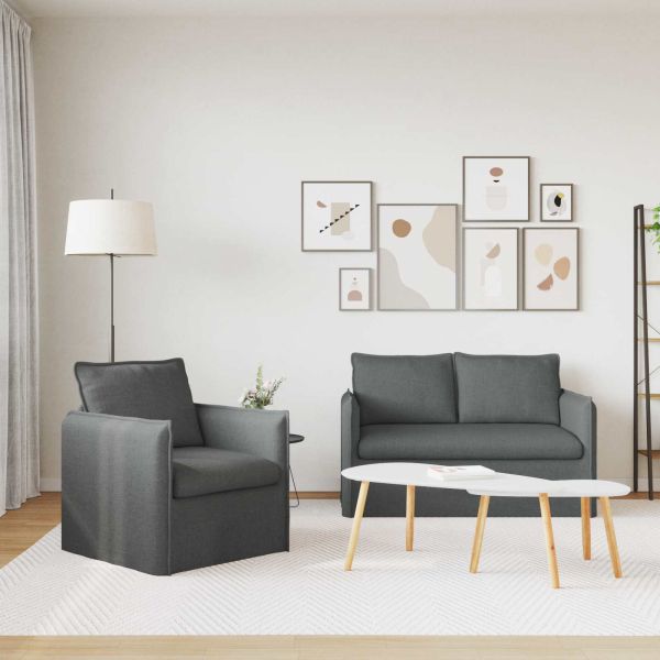 Комплект дивани 2 pcs Тъмносиво 136 x 82 x 85 см Текстил