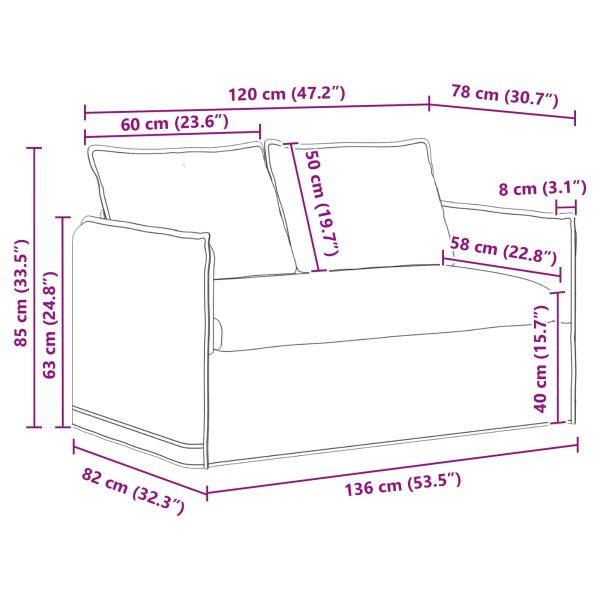 Диван 2 pcs Черно 196 x 82 x 85 см текстил