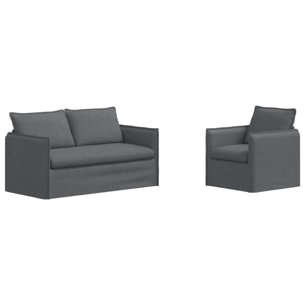 Комплект дивани 2 pcs Тъмносиво 156 x 82 x 85 см Текстил