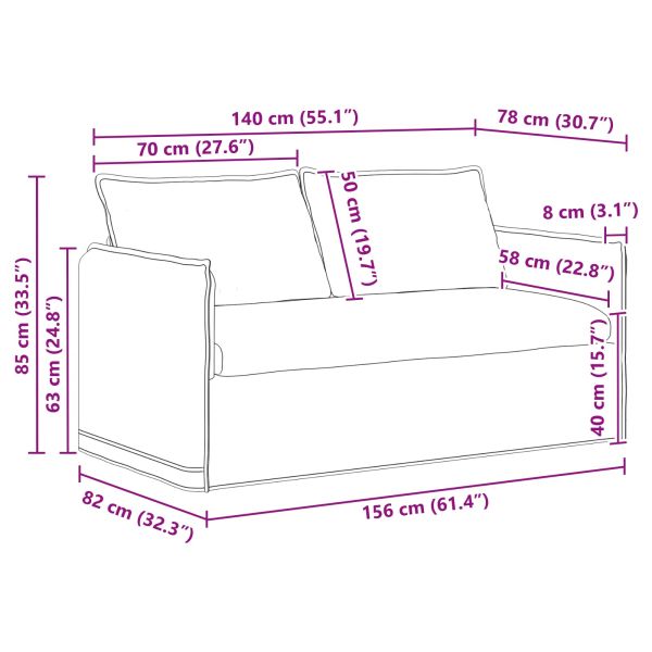 Диван 2 pcs Черно 196 x 82 x 85 см текстил