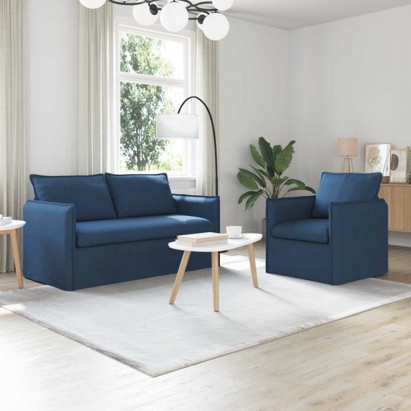 Комплект дивани 2 pcs Синьо 196 x 82 x 85 см текстил