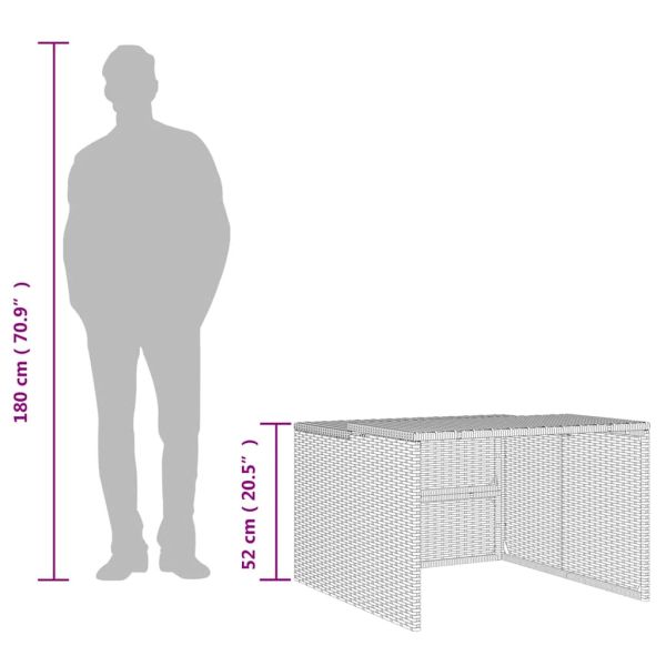 Гараж за роботизирана косачка, черен, 86x90x52/57 см, полиратан