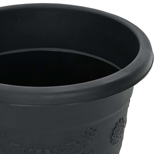 Кръгла саксия за цветя 24 pcs Черно Ø 26 x 21.5 см Пластмаса