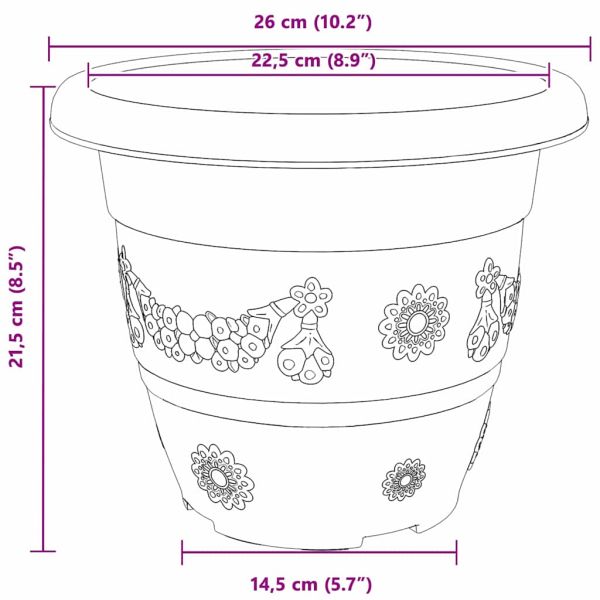 Кръгла саксия за цветя 24 pcs Черно Ø 26 x 21.5 см Пластмаса