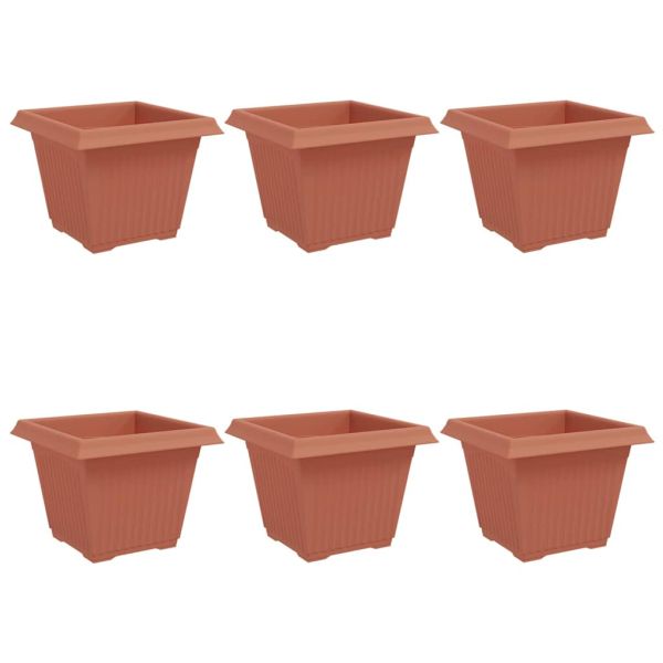 Квадратна цветна саксия 6 pcs Червено тухла 28,5 x 28,5 x 22 см