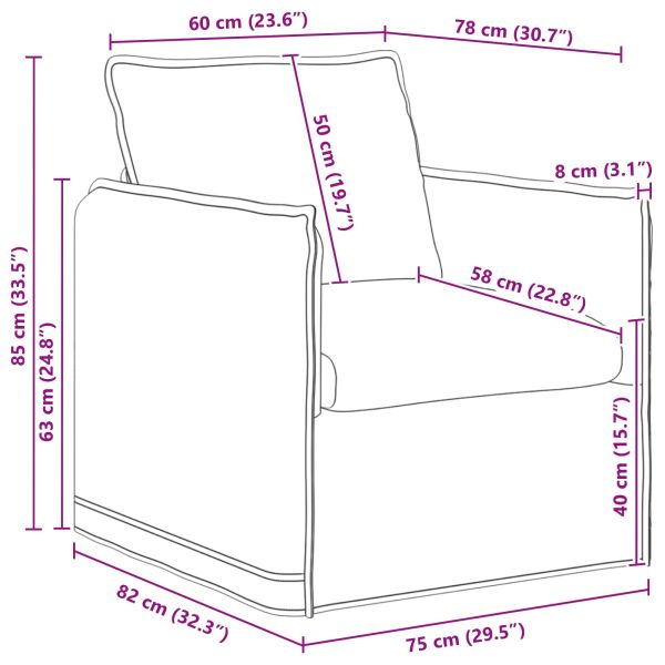Диван Тъмен сив 75 x 82 x 85 см текстил