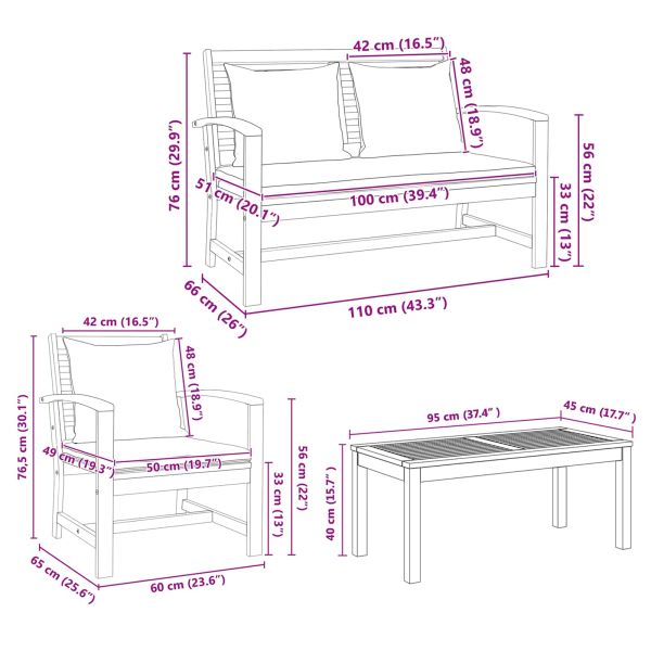 Градински Софа Комплект 5 pcs Естествен Солидно тиково дърво