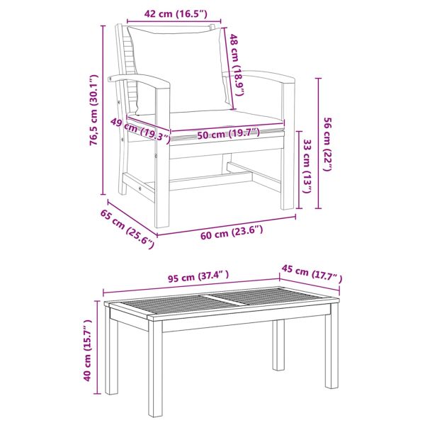 Градински Софа Комплект 5 pcs Естествен Солидно тиково дърво