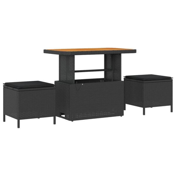 Градински Софа Комплект с възглавница 8 pcs Черно полиратан