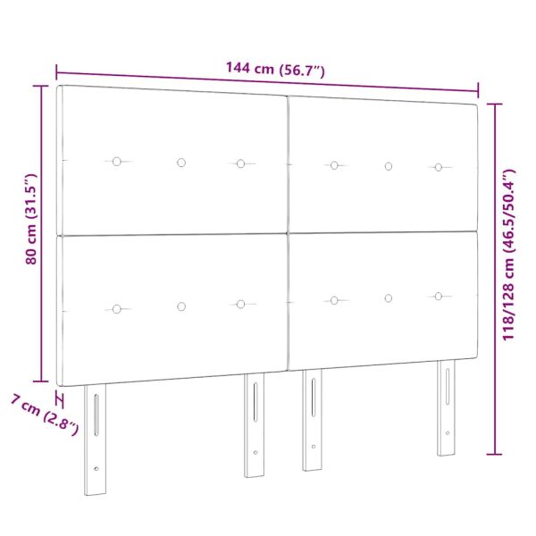 LED глава с LED ленти с таблото Черен 144 см текстил