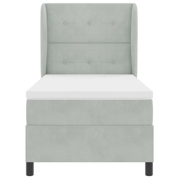 Легло с пружинирана основа Светлосиво 200 x 100 cm Кадифе