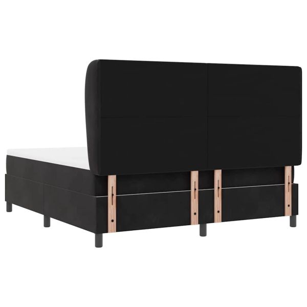 Легло с пружинирана основа с матрак Черен 200 x 180 cm Кадифе