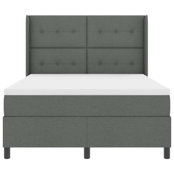 Легло с пружинирана основа Тъмен сив 200 x 140 cm текстил