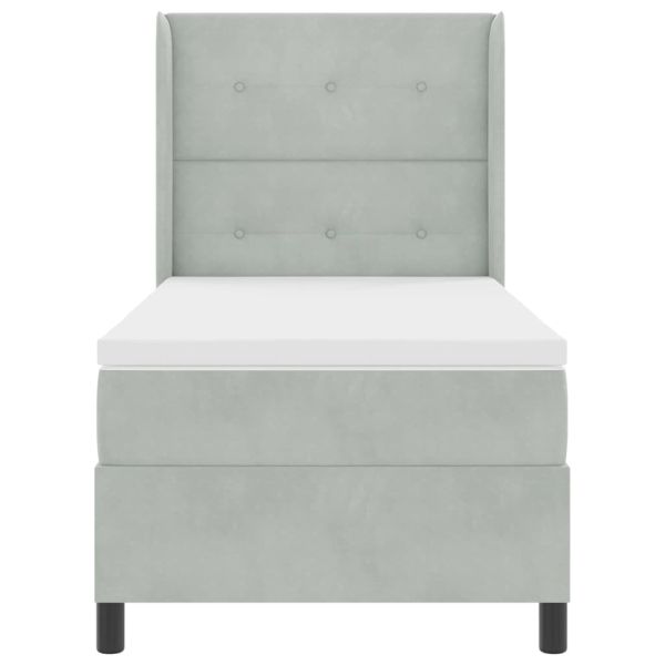 Легло с пружинирана основа Светлосиво 100 x 200 cm Кадифе