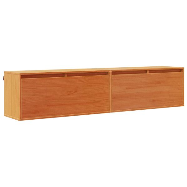 Стенен шкаф 2 pcs Кафяво с восъчно покритие 80 x 30 x 35 cm