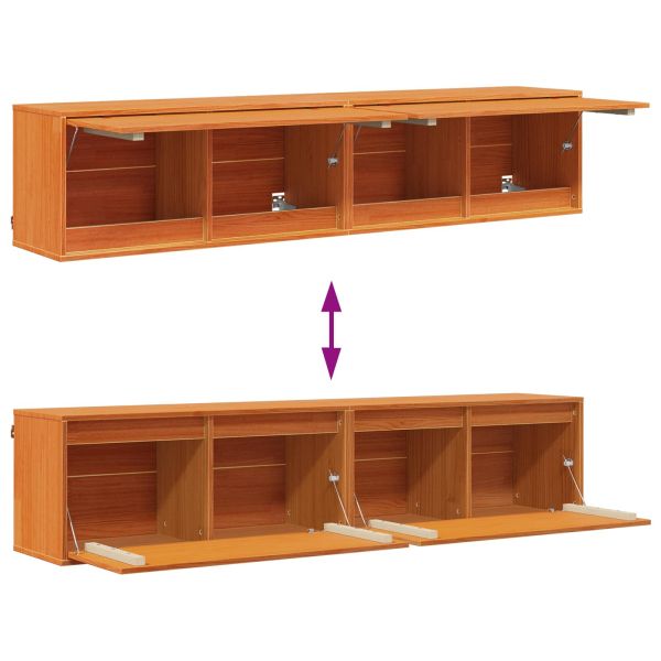 Стенен шкаф 2 pcs Кафяво с восъчно покритие 80 x 30 x 35 cm