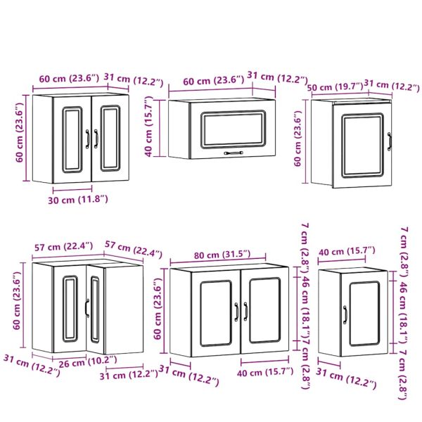 Комплект кухненски шкафове от 11 части Kalmar, инженерно дърво