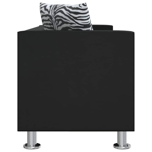 3-местен диван, изкуствена кожа, черен