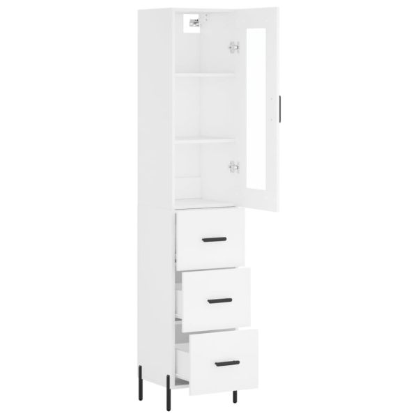 Висок шкаф, бял, 34,5x34x180 см, инженерно дърво