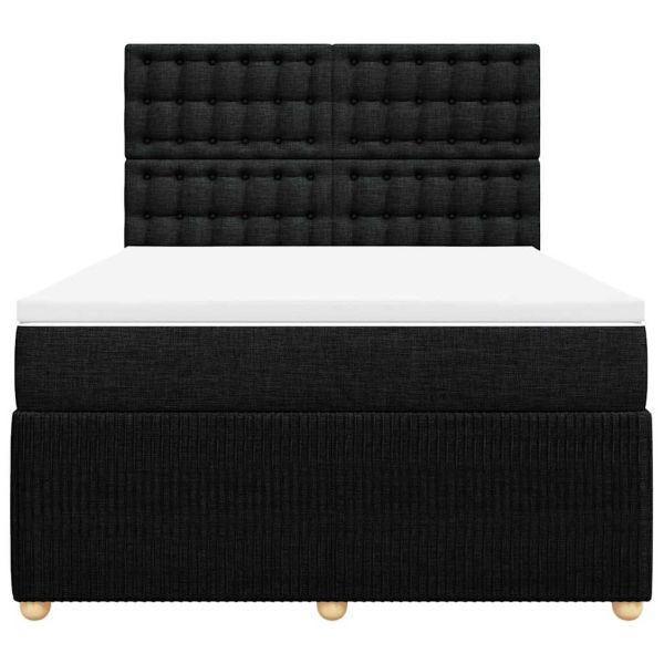 Боксспринг легло с матрак, черно, 140x200 см, плат