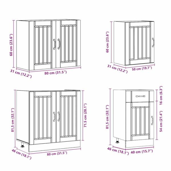 Комплект кухненски шкафове от 7 части Lucca, инженерно дърво
