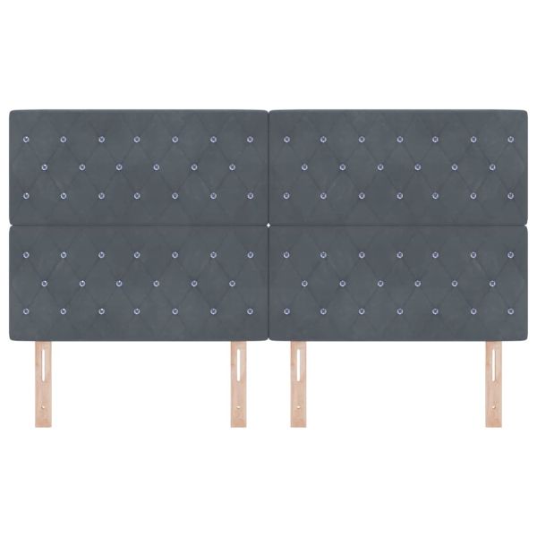 LED глава с LED ленти с таблото Тъмен сив 180 cm Кадифе