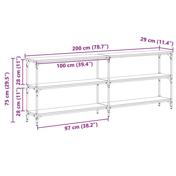 Конзолна маса Черен дъб 200 x 29 x 75 cm