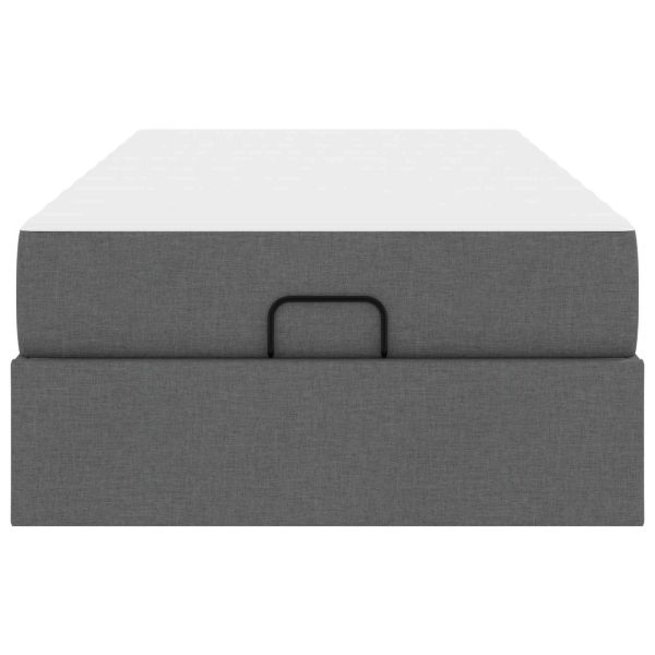 Рамка за легло с матрак с матрак 2 pcs Тъмен сив текстил