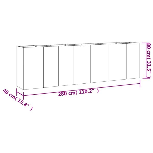 Градинска повдигната леха 280x40x80 см кортенова стомана