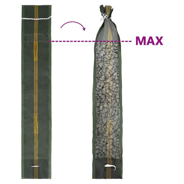 Торби с пясък 10 pcs Зелен 120 x 27 см HDPE