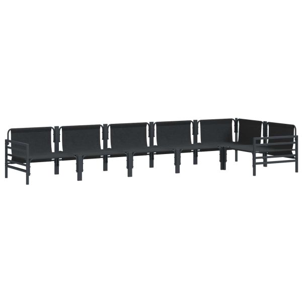 Градински Софа Комплект 6 бр. Черно Стомана