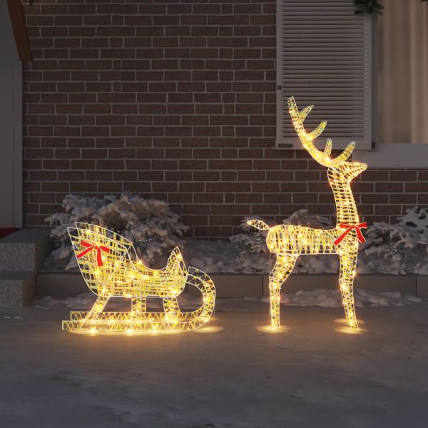 Дядо Коледа, който дърпа шейна Топло бяло 70 x 26 x 129 см PET