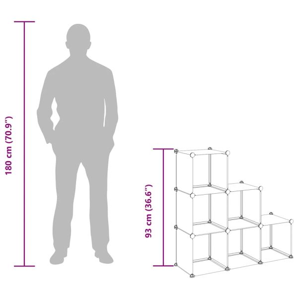 Органайзер с кубични отделения, 6 куба, черен, PP