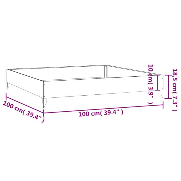 Градинска повдигната леха 100x100x18,5 см кортенова стомана